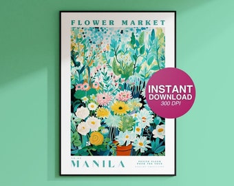 Flower Market Print, Instant Download, Botanical Wall Art, Downloadable Wall Art, Digital Print, Flower Wall Art, Floral Illustration