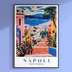 Napoli Travel Poster, Naples Italy Poster, City Skyline Art, Naples Print Landscape Prints, Napoli Travel Poster, Vintage Wall art Italy