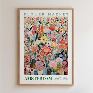 Amsterdam, Bloemenmarktafdrukken, Bloemenprints, Romantische kunst, Stadsafdrukken, Reiskunstafdrukken, Botanische prenten, Bloemenprint, Kunst aan de muur, Bloemenprint, Bloemenprint, Bloemenprint