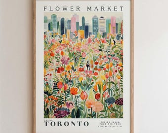 Toronto, Flower Market Prints,  Flower Prints, Romantic Art, City Prints, Travel Art Prints, Botanical Prints, Floral Print, Wall Art