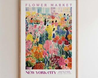 New York Flower Market Wall Art – Romantic Floral Art - City Art Print