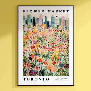 Toronto Flower Market Print, US Flower Art, Large Modern Poster, Botanical Wall Decor, Red and pink Flower Art, Flower Garden, Nature Art