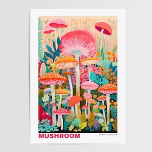 Mushroom Prints, Mushroom Poster, Mushroom Illustrations, Mushroom Decor, Botanical Prints, Vintage Mushroom, Mushroom Wall Art, Retro Art
