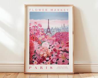 Paris, Flower Market Prints,  Flower Prints, Romantic Art, City Prints, Travel Art Prints, Botanical Prints, Floral Print, Wall Art