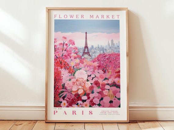 Paris, Flower Market Prints,  Flower Prints, Romantic Art, City Prints, Travel Art Prints, Botanical Prints, Floral Print, Wall Art