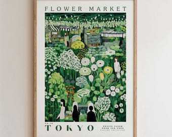 Tokyo, Flower Market Prints,  Flower Prints, Romantic Art, City Prints, Travel Art Prints, Botanical Prints, Floral Print, Wall Art