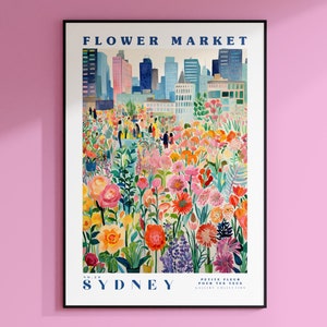 Sydney Flower Market Poster, Australia Wall Art, Sydney Wall Art, Australia Travel Art, Tulip and Roses, Yellow and Green, Autumn Flowers