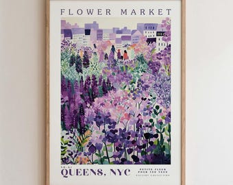Queens, Flower Market Prints,  Flower Prints, Romantic Art, City Prints, Travel Art Prints, Botanical Prints, Floral Print, Wall Art