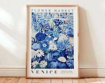 Venice, Flower Market Prints,  Flower Prints, Romantic Art, City Prints, Travel Art Prints, Botanical Prints, Floral Print, Wall Art