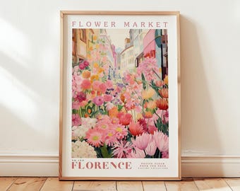 Florence, Flower Market Prints,  Flower Prints, Romantic Art, City Prints, Travel Art Prints, Botanical Prints, Floral Print, Wall Art