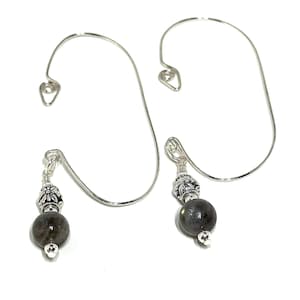 Labradorite & silver dangle EarHugs the most comfortable non-pierced earrings ever, available as pierced and non pierced, your choice