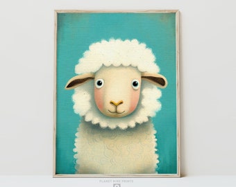 Sheep Nursery Wall Art Print | Cute Sheep Pastel Painting | Safari Nursery Art | Colorful Animal Print Kids Room Art | Printable Wall Art