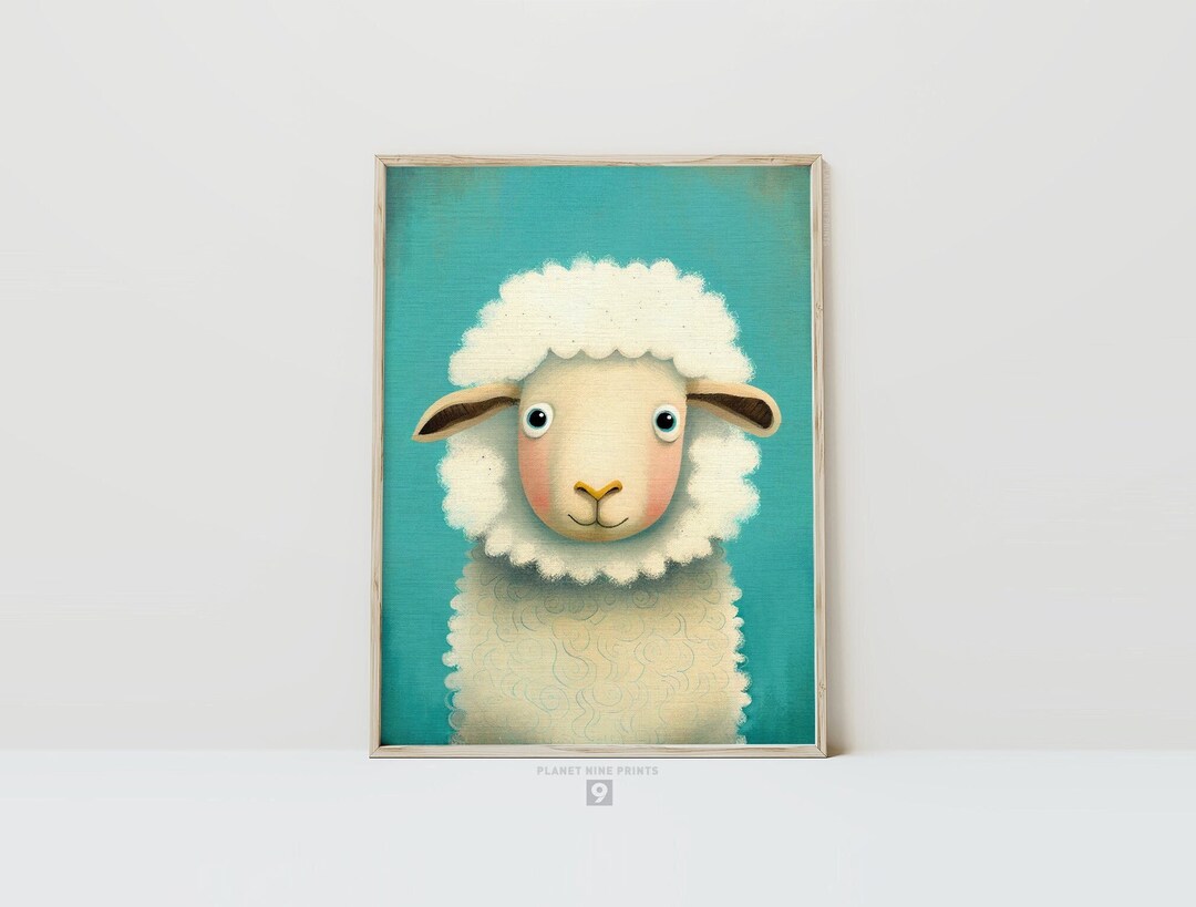 Sheep Nursery Wall Art Print Cute Sheep Pastel Painting Safari Nursery