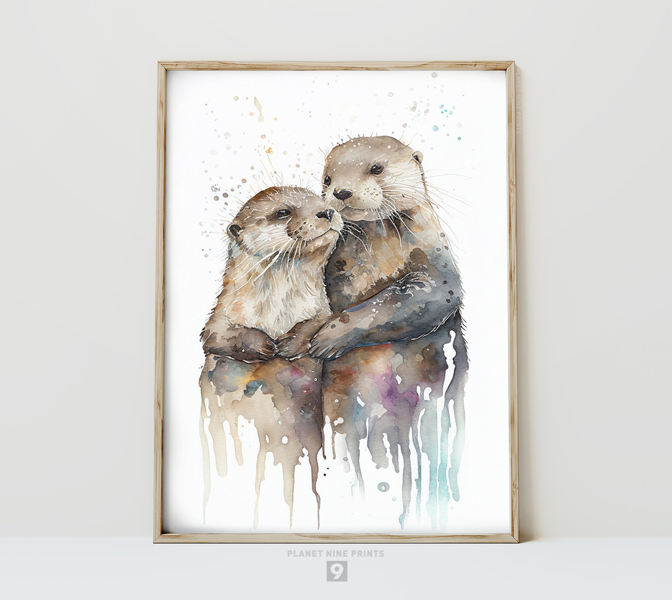 Discover Otter Couple Watercolor Wall Art Print | My Otter Half Decor | Adorable Animal Nursery Wall Poster, No Frame