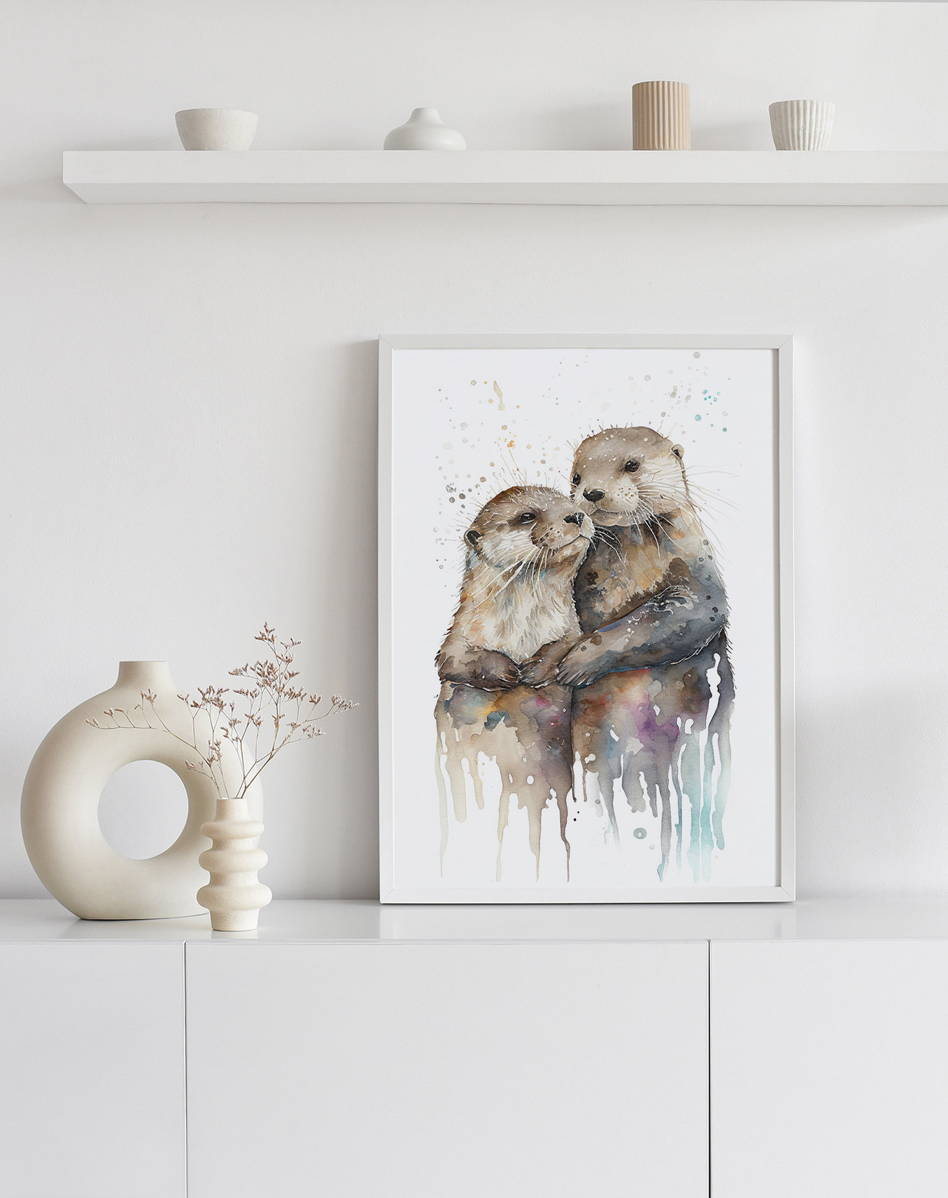 Discover Otter Couple Watercolor Wall Art Print | My Otter Half Decor | Adorable Animal Nursery Wall Poster, No Frame