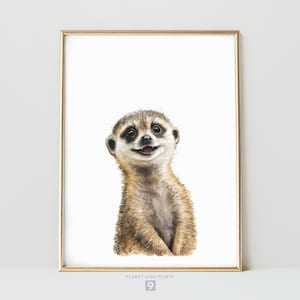 Happy Baby Meerkat Wall Print | Laughing Baby Meerkat Cub | Happy Animals | Watercolor Painting | Safari Nursery Wall Art Printable Wall Art