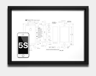 iPhone 5S Teardown template | iPhone frame template, framed iPhone, iPhone Wall Art, iPhone Frame Art