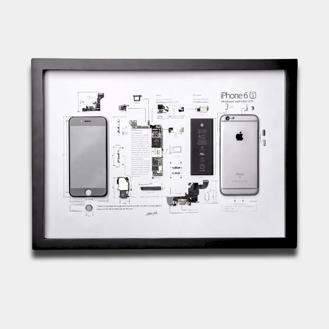 iPhone 6s 分解図 アートフレーム IPhone 6S Teardown Template, iPhone Template, Framed Iphone