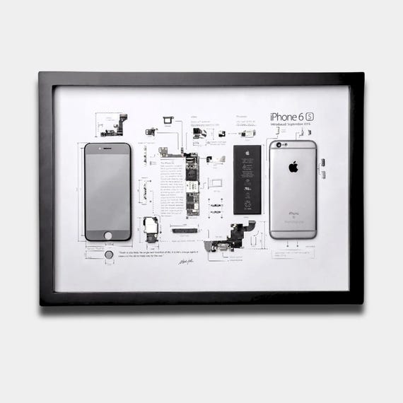 iPhone 6S Teardown template, iPhone template, framed iPhone, iPhone Wall Art, iPhone Frame Art