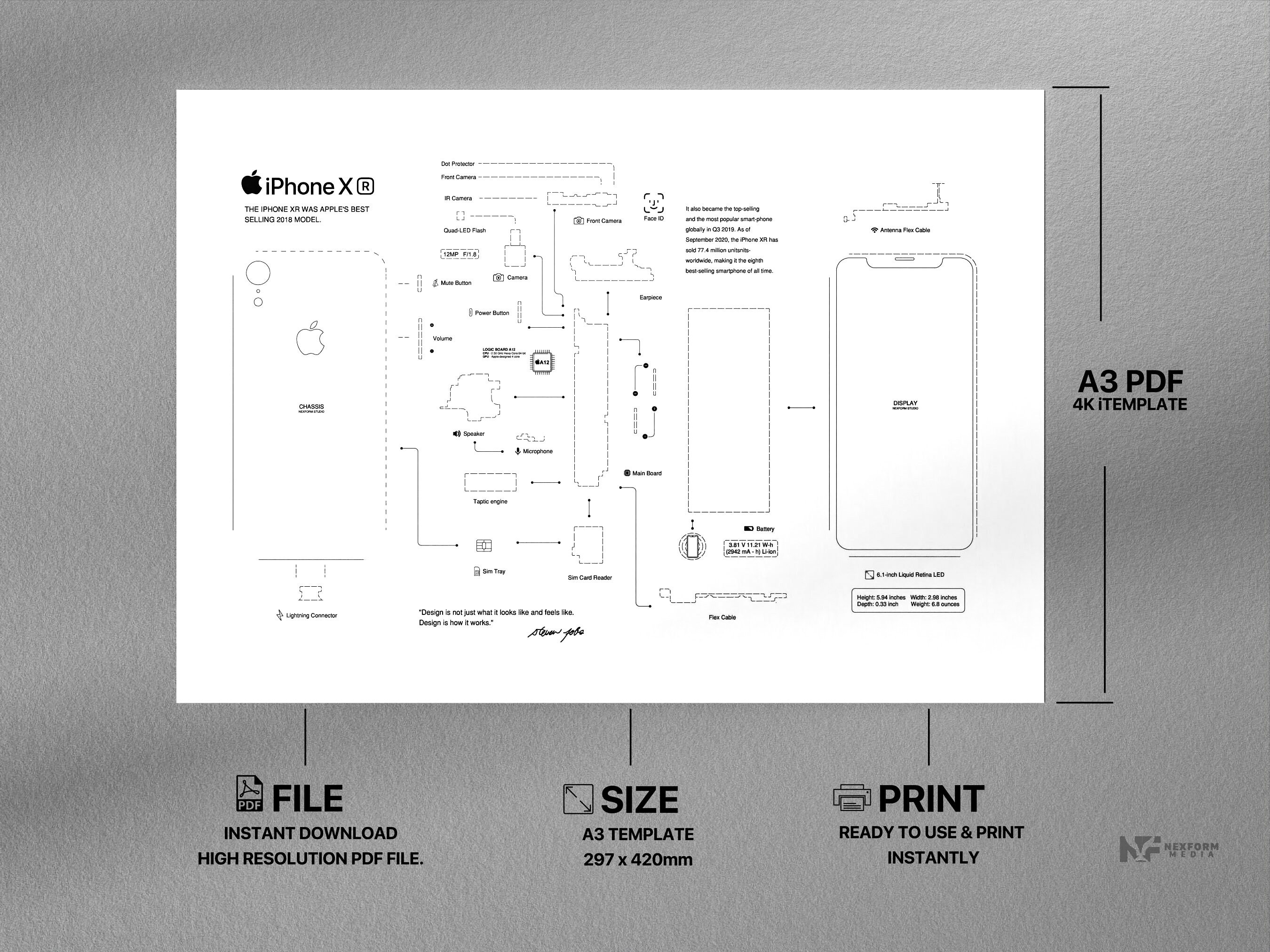 IPhone XR Teardown Template iPhone Teardown Framed iPhone XR iPhone