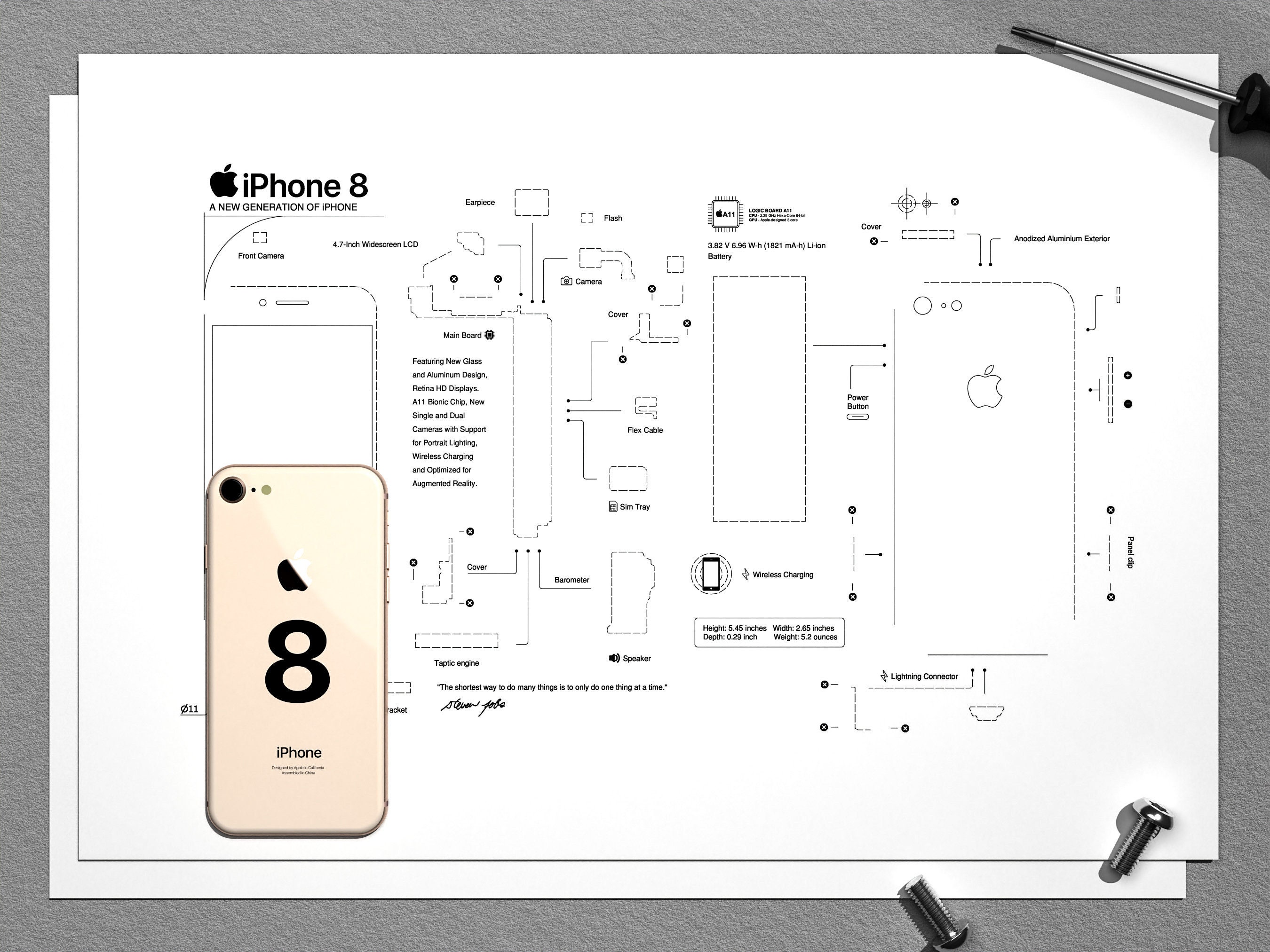 IPhone 8 Teardown Template, iPhone Teardown, Framed iPhone 8, iPhone