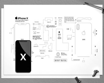 iPhone X teardown template, iPhone 10 teardown, framed iPhone, iPhone frame