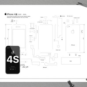 iPhone 4S teardown template, iPhone teardown, framed iPhone, iPhone frame