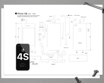 iPhone 4S teardown template, iPhone teardown, framed iPhone, iPhone frame