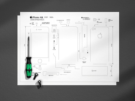 A4 iPhone 4S Frame Template, iPhone Template, Framed Iphone