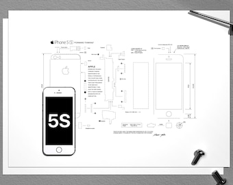 iPhone 5S Teardown template | A3 | iPhone frame template, framed iPhone, iPhone Wall Art, iPhone Frame Art