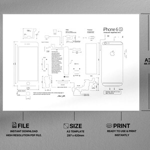 IPhone 6S Teardown Template, iPhone Template, Framed Iphone, iPhone ...