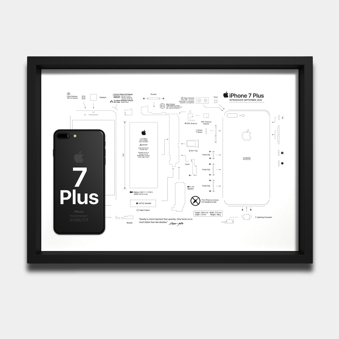 IPhone 7 Plus Teardown Template, iPhone Teardown Template, Framed