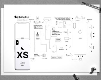 iPhone XS teardown template, iphone xs teardown, framed iPhone, iPhone frame