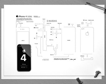 iPhone 4 framed template, iPhone Teardown Templates, Frame iPhone, iPhone Wall Art, iPhone Frame Art
