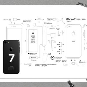 iPhone 7 Teardown Template, iPhone teardown template, framed iPhone, iPhone Wall Art, iPhone Frame Art