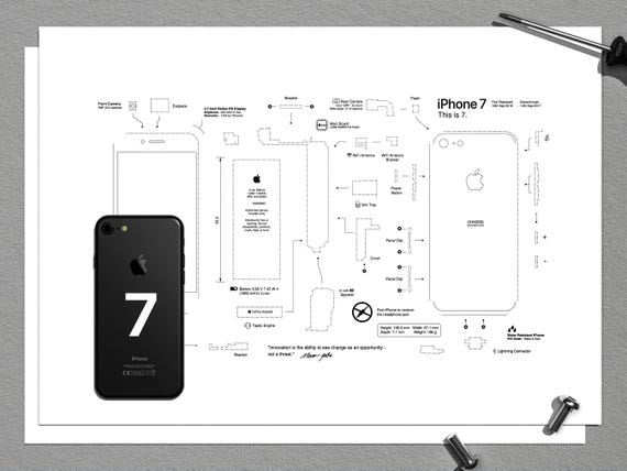 iPhone 7 分解アートフレーム付き