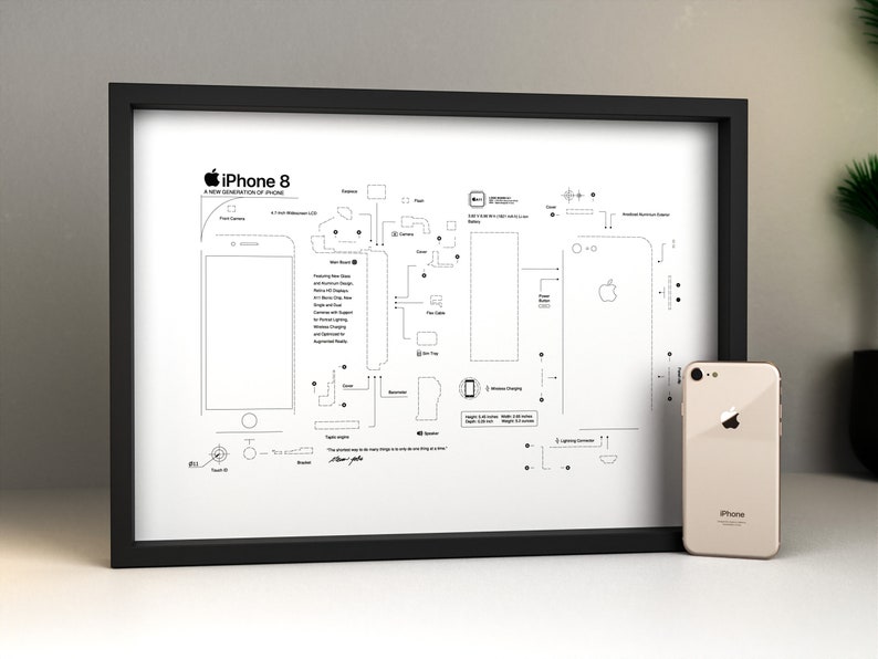IPhone 8 Teardown Template, iPhone Teardown, Framed iPhone 8, iPhone