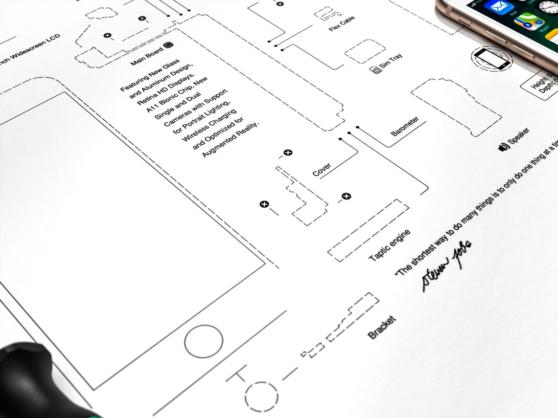IPhone 8 Teardown Template, iPhone Teardown, Framed iPhone 8, iPhone