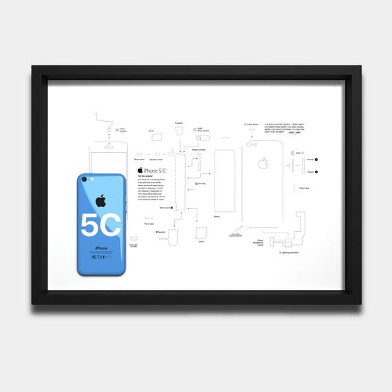IPhone 5C Teardown Template, iPhone Teardown, Framed Iphone