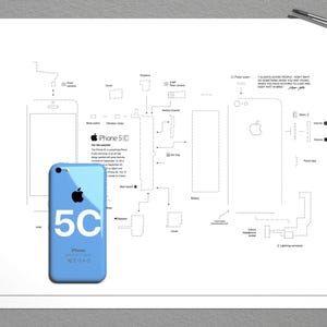 Modello per lo smontaggio dell'iPhone 5C, smontaggio dell'iPhone, iPhone incorniciato, cornice dell'iPhone