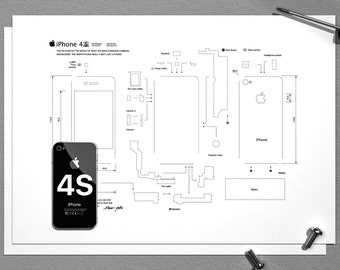 iPhone 4S-Teardown-Vorlage, iPhone-Teardown, gerahmtes iPhone, iPhone-Rahmen