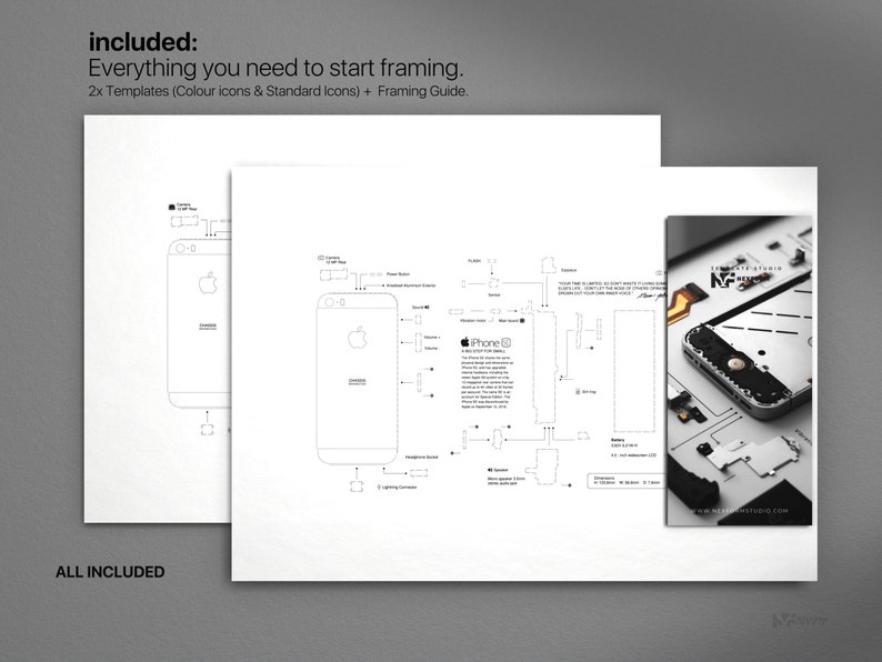 IPhone SE Frame Template, iPhone Teardown, Framed Iphone, iPhone Wall
