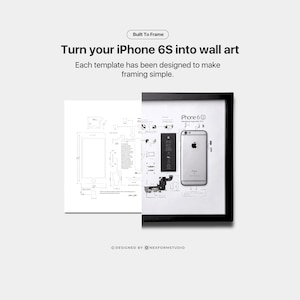 Sjabloon voor het demonteren van de iPhone 6S, iPhone-sjabloon, ingelijste iPhone, iPhone-muurdecoratie, iPhone-lijstdecoratie afbeelding 2