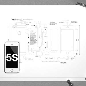 iPhone 5S Teardown template | A3 | iPhone frame template, framed iPhone, iPhone Wall Art, iPhone Frame Art