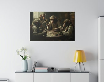 Mobster Monkeys Playing Poker Painting | High Quality | Canvas Art | Wall Print