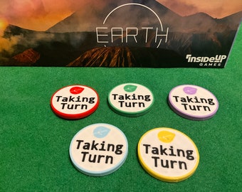 Player turn tokens for Earth (set of five 40mm chips - one in each player colour)