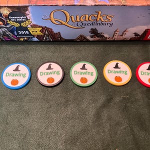 Player turn tokens for Quacks of Quedlinburg (set of 40mm chips - one in each player colour)