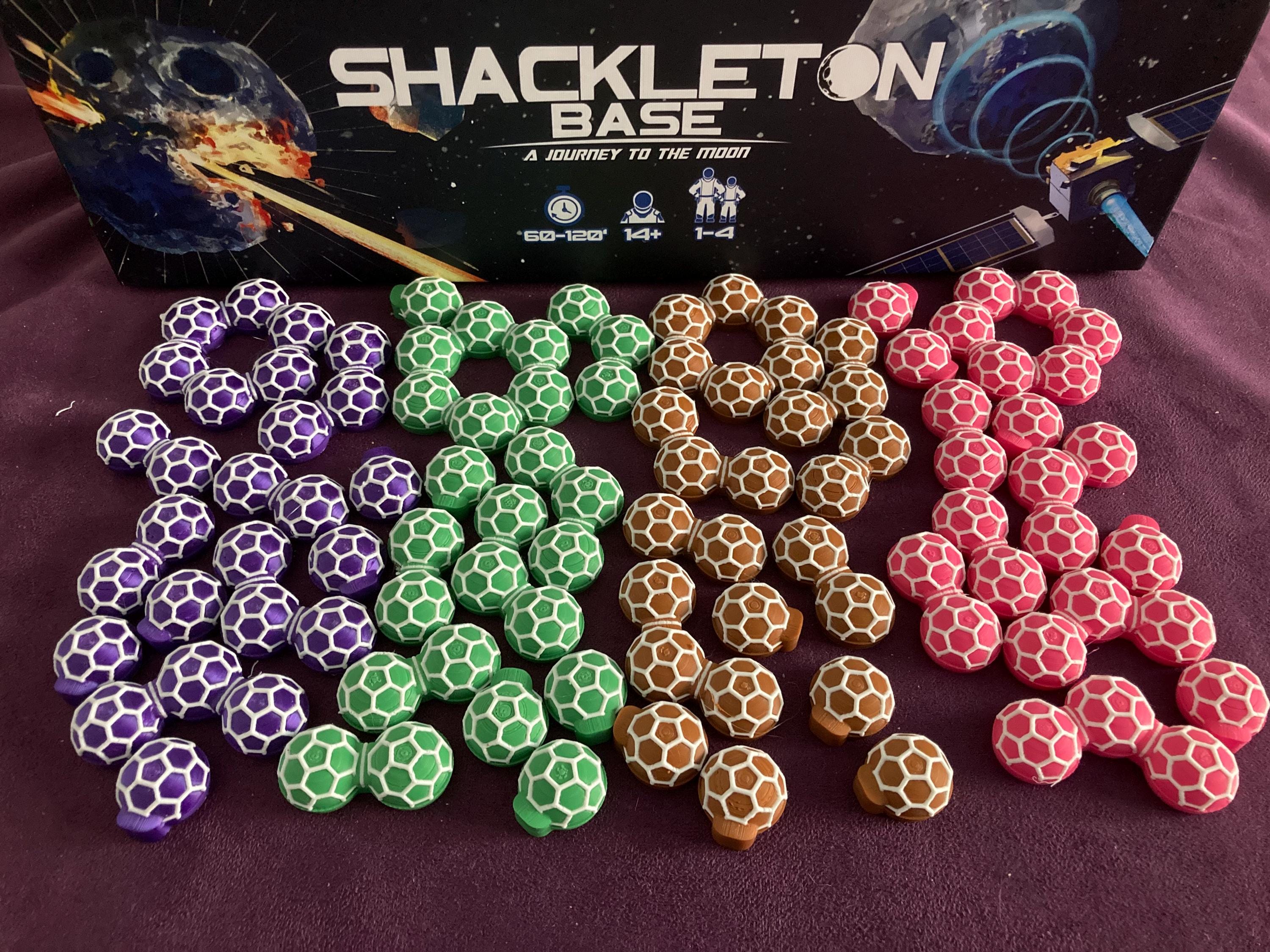 Pieces for Shackleton Base board game - domes, resources, credits