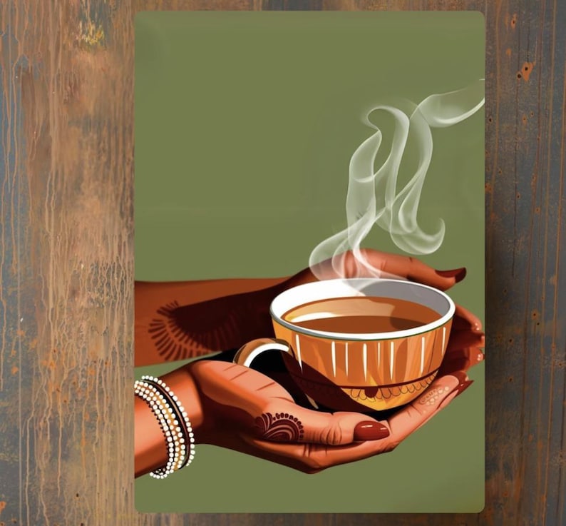 Indian Chai Hands Art Print, Desi Kitchen Decor (digital Download) - Etsy