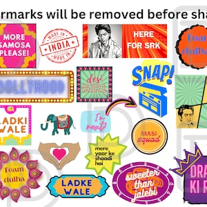 Bollywood Photo Booth Props, Desi props, Indian wedding, Party Signs, Instant Download, Printable, Print your own, DIY Props, Set of 18